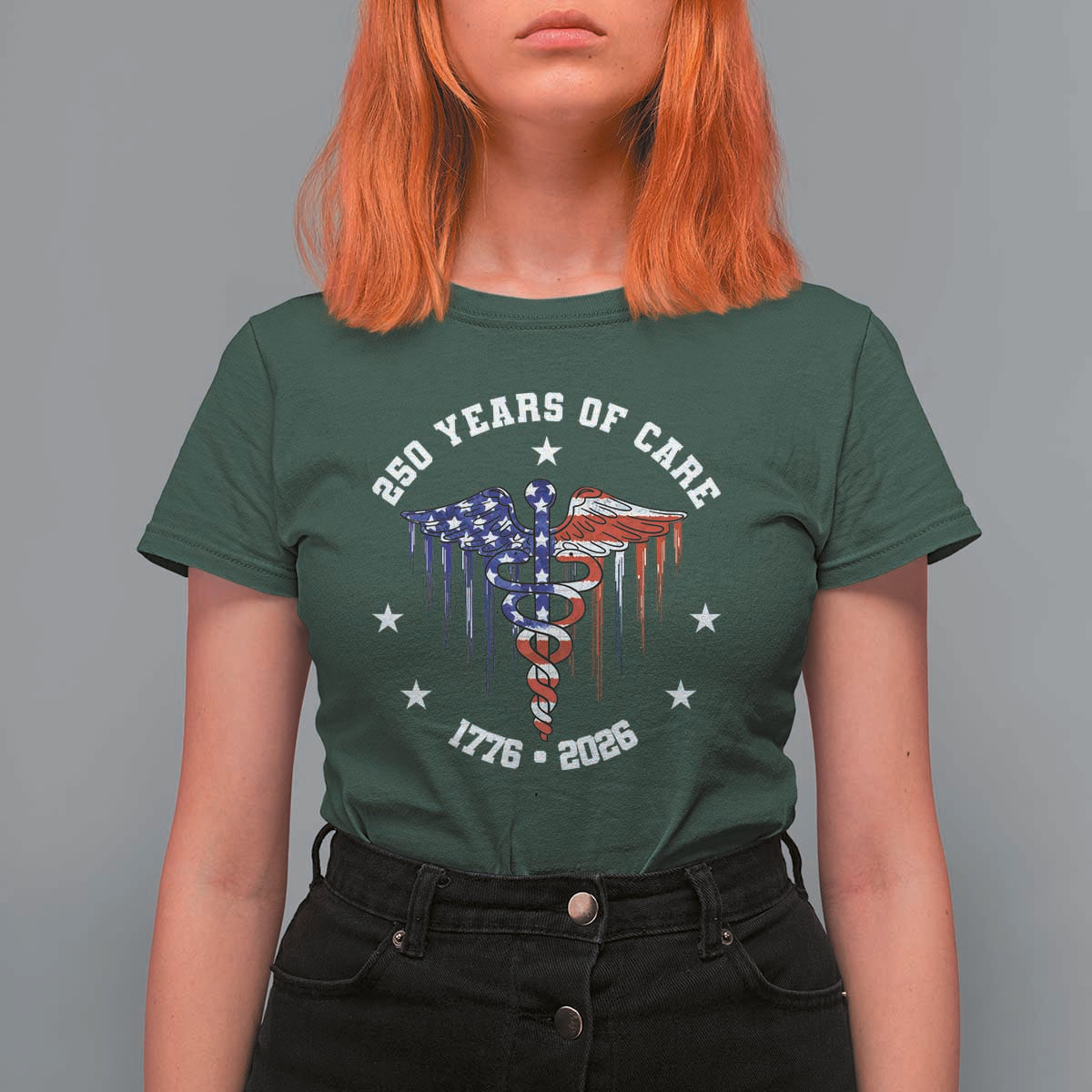 Patriotic Nurse 250 Years Of Care T Shirt For Women Healthcare Worker Gift