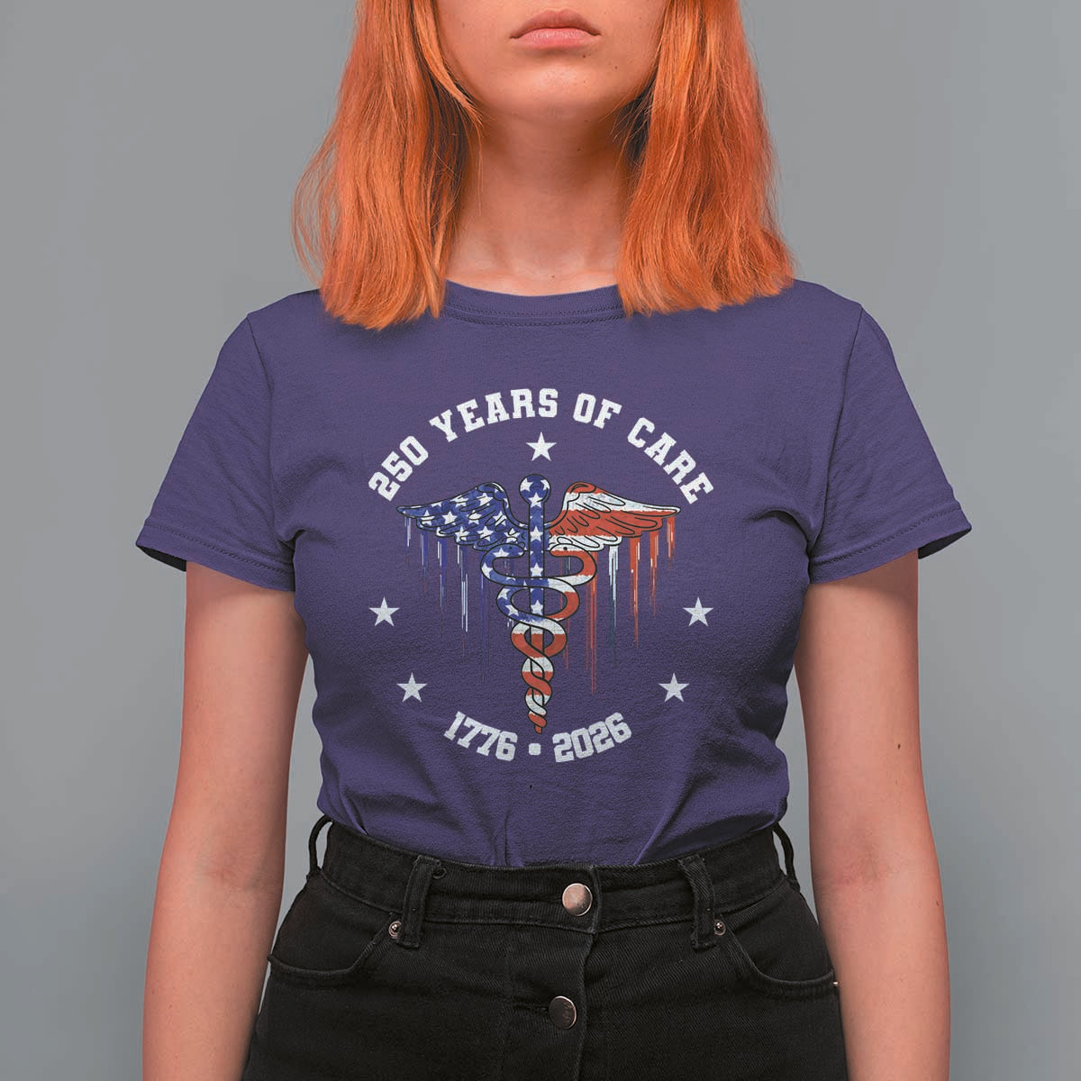 Patriotic Nurse 250 Years Of Care T Shirt For Women Healthcare Worker Gift