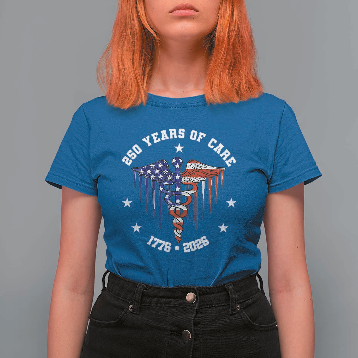 Patriotic Nurse 250 Years Of Care T Shirt For Women Healthcare Worker Gift