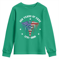 Patriotic Nurse 250 Years Of Care Youth Sweatshirt Healthcare Worker Gift