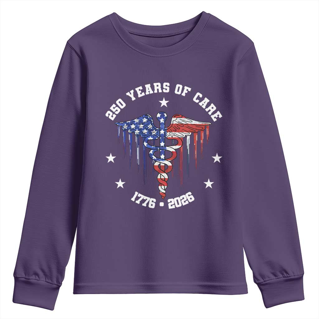 Patriotic Nurse 250 Years Of Care Youth Sweatshirt Healthcare Worker Gift
