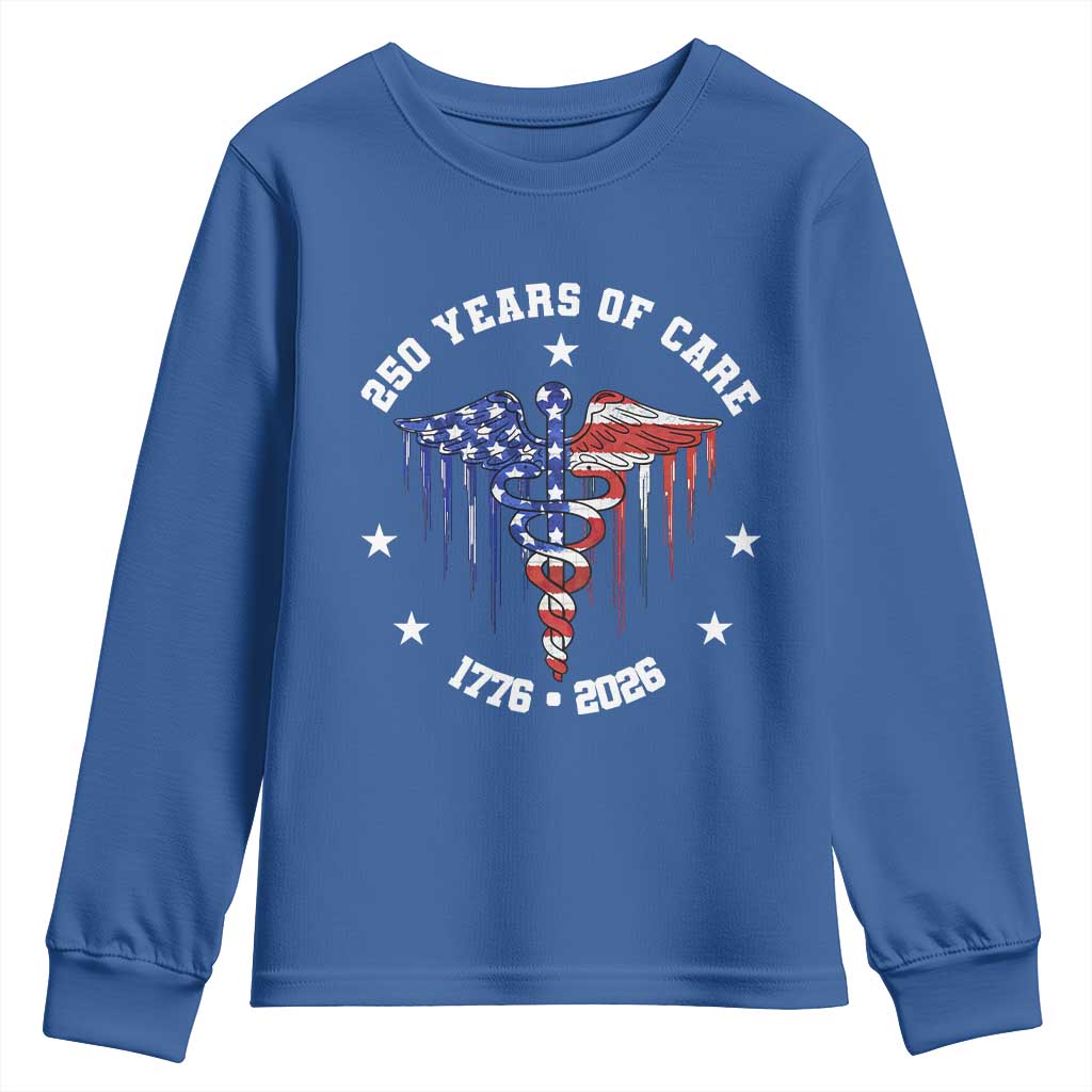 Patriotic Nurse 250 Years Of Care Youth Sweatshirt Healthcare Worker Gift