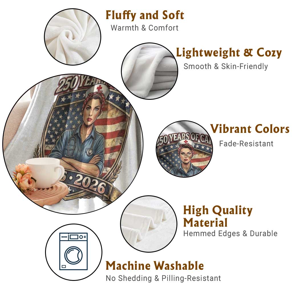 Patriotic Nurse Celebrating 250 Years Of Care Gift Throw Blanket