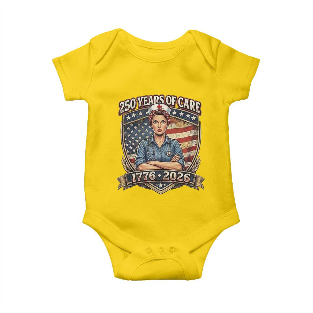 Patriotic Nurse Celebrating 250 Years Of Care Gift Baby Onesie