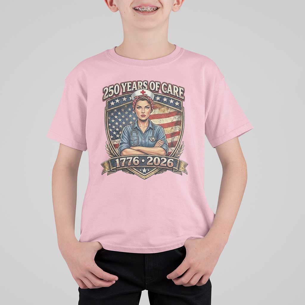 Patriotic Nurse Celebrating 250 Years Of Care Gift T Shirt For Kid