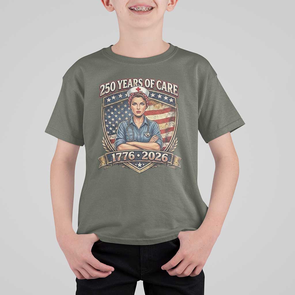 Patriotic Nurse Celebrating 250 Years Of Care Gift T Shirt For Kid