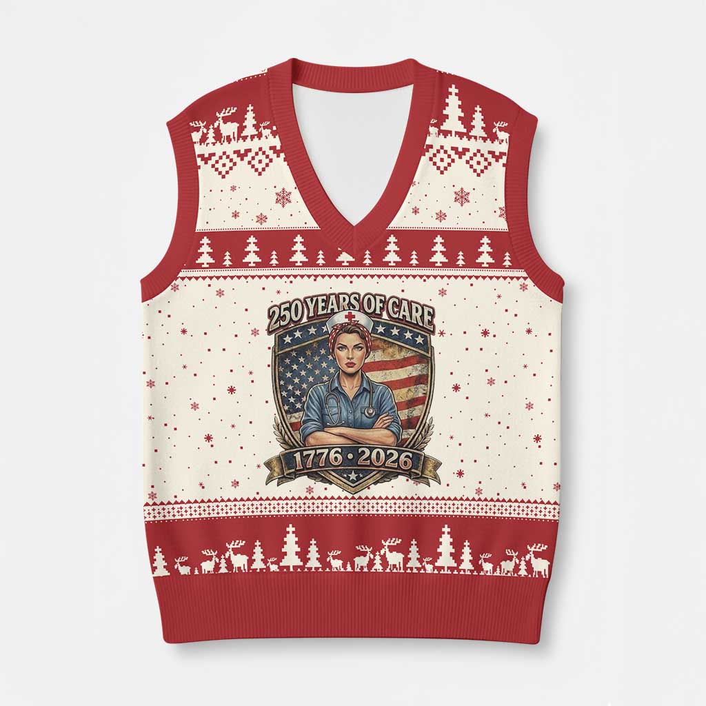 Patriotic Nurse Celebrating 250 Years Of Care Gift V-Neck Knit Sweater Vest