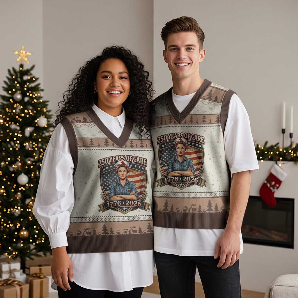 Patriotic Nurse Celebrating 250 Years Of Care Gift V-Neck Knit Sweater Vest