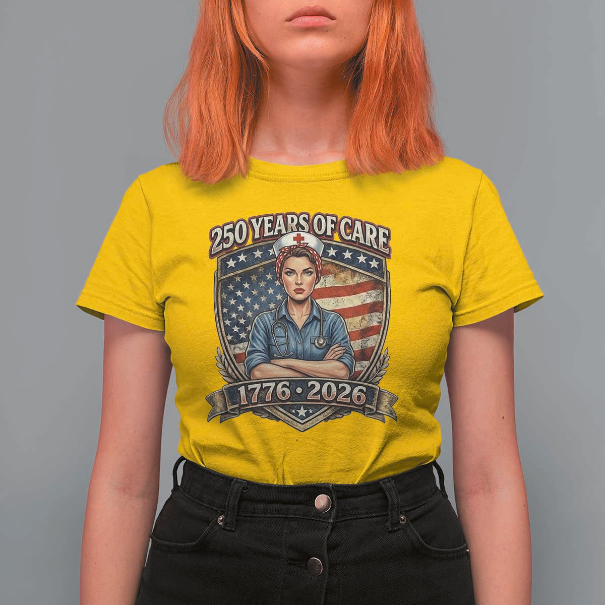 Patriotic Nurse Celebrating 250 Years Of Care Gift T Shirt For Women