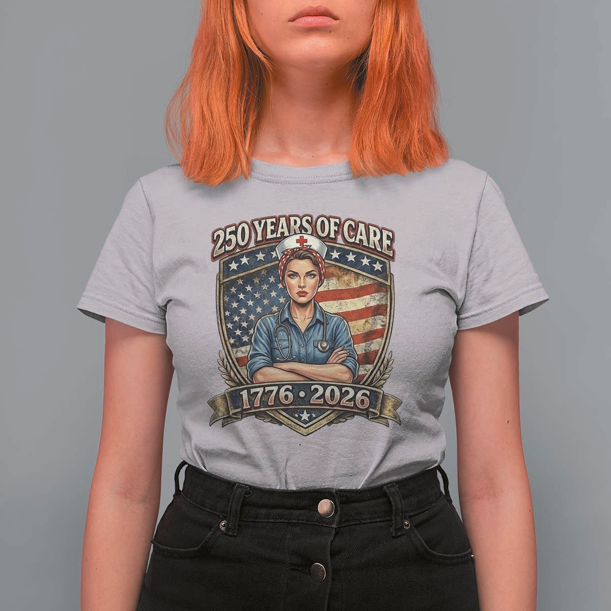 Patriotic Nurse Celebrating 250 Years Of Care Gift T Shirt For Women