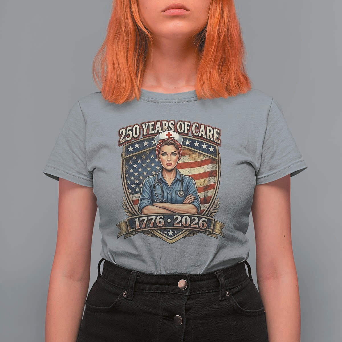 Patriotic Nurse Celebrating 250 Years Of Care Gift T Shirt For Women