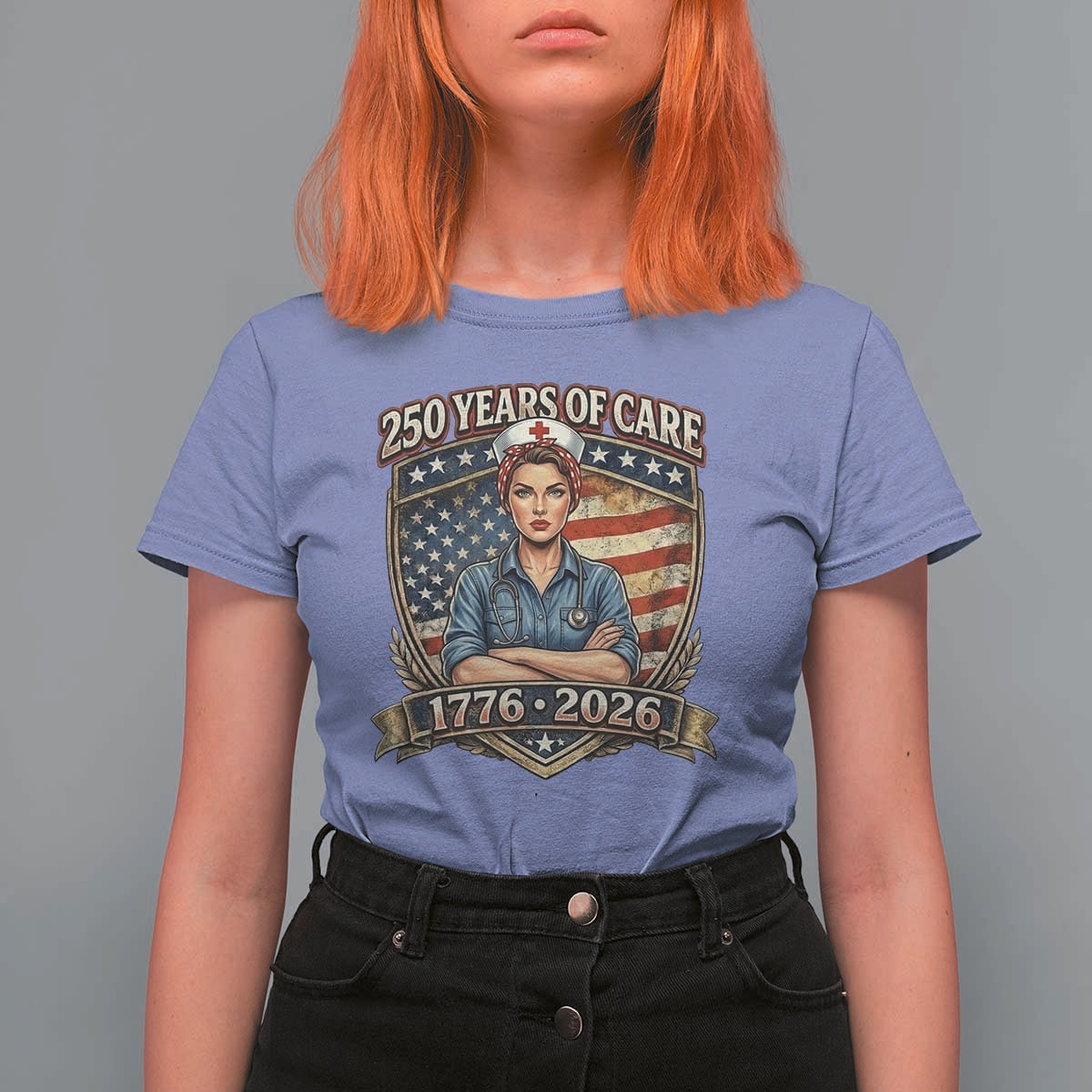 Patriotic Nurse Celebrating 250 Years Of Care Gift T Shirt For Women