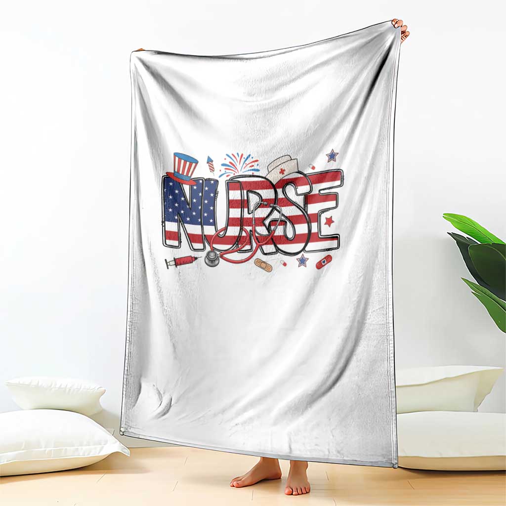 USA 250 Proud American Nurse Throw Blanket Patriotic Healthcare Hero