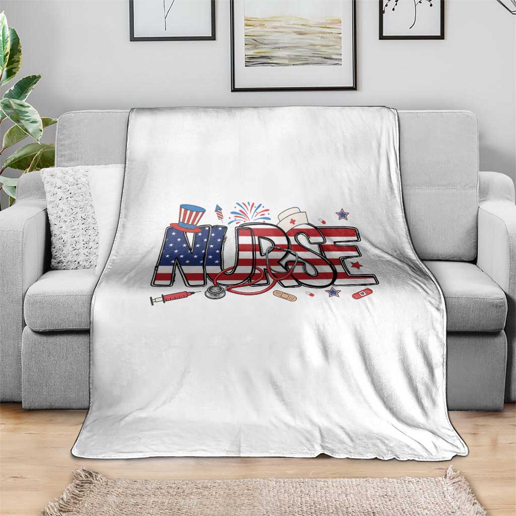 USA 250 Proud American Nurse Throw Blanket Patriotic Healthcare Hero