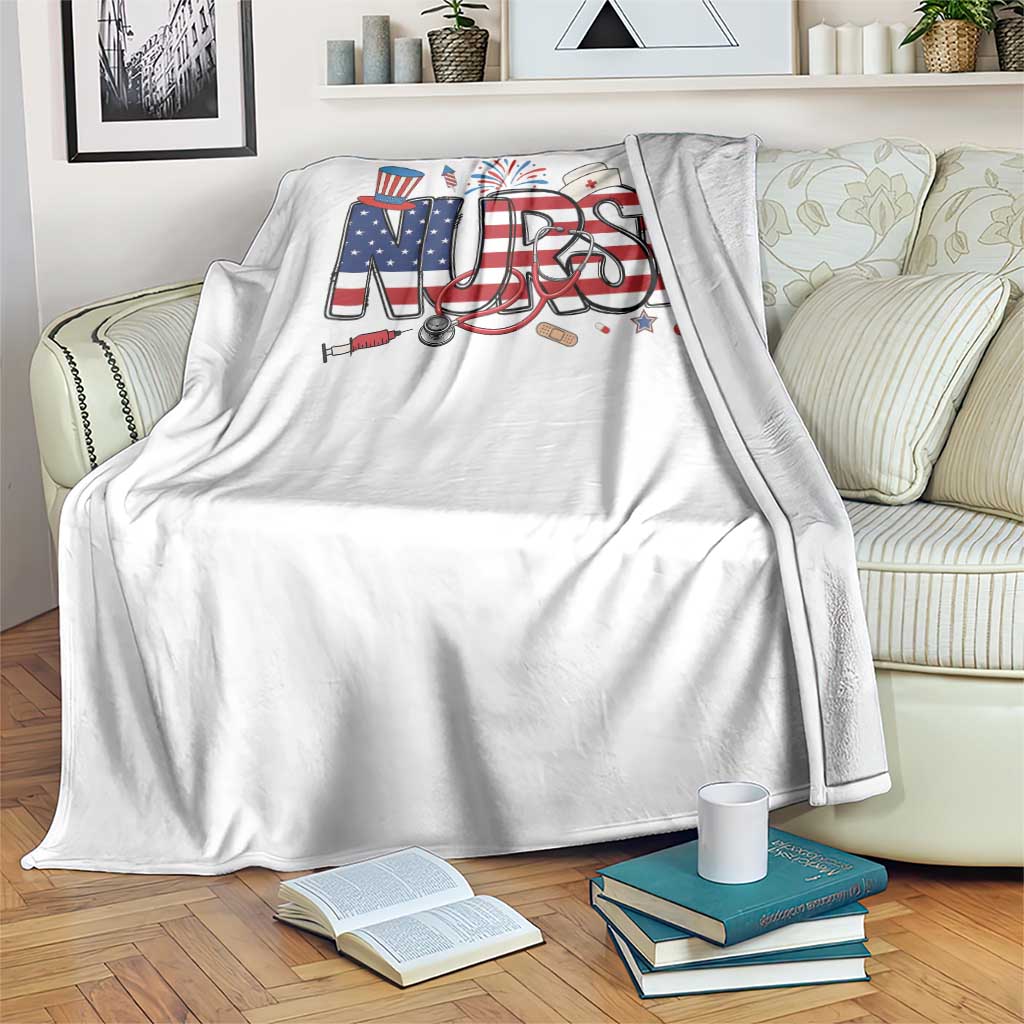 USA 250 Proud American Nurse Throw Blanket Patriotic Healthcare Hero