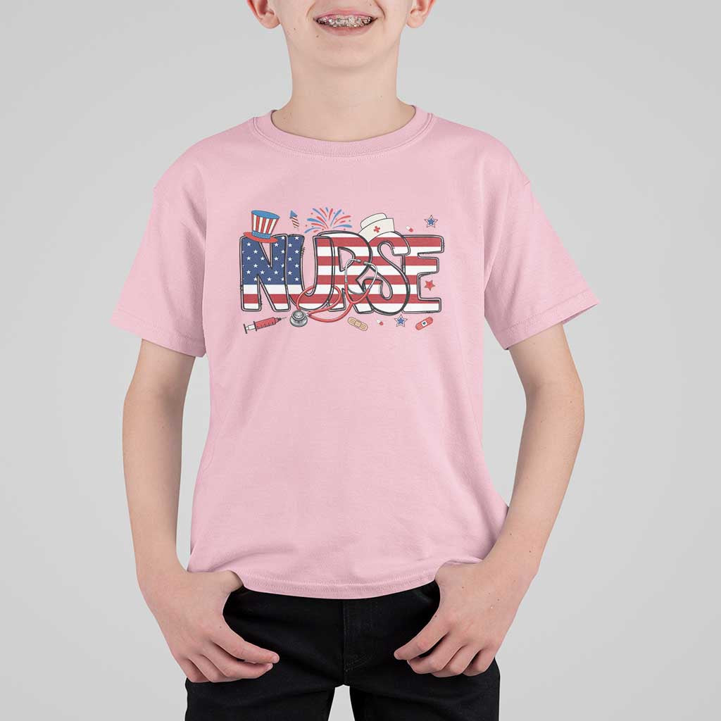USA 250 Proud American Nurse T Shirt For Kid Patriotic Healthcare Hero