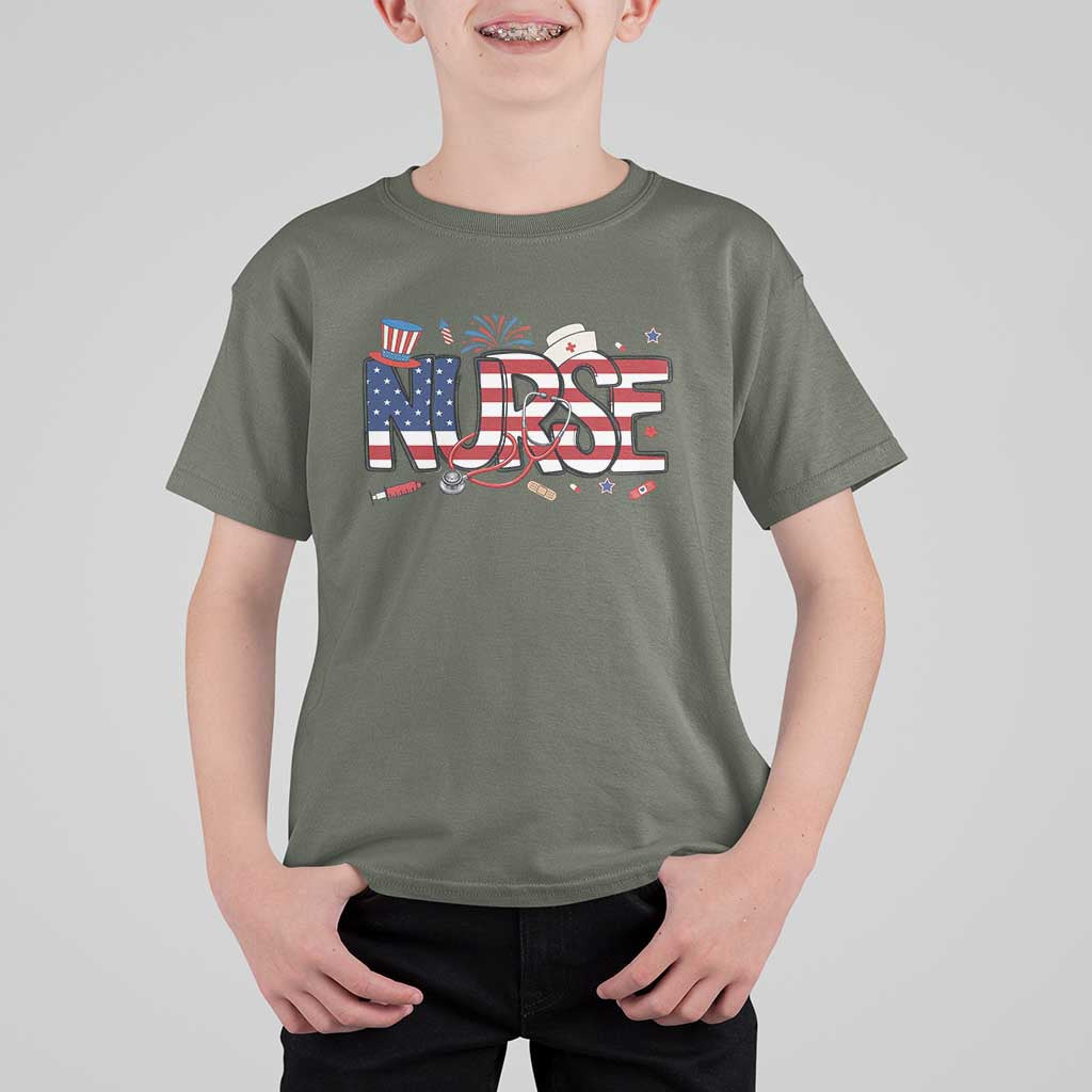 USA 250 Proud American Nurse T Shirt For Kid Patriotic Healthcare Hero