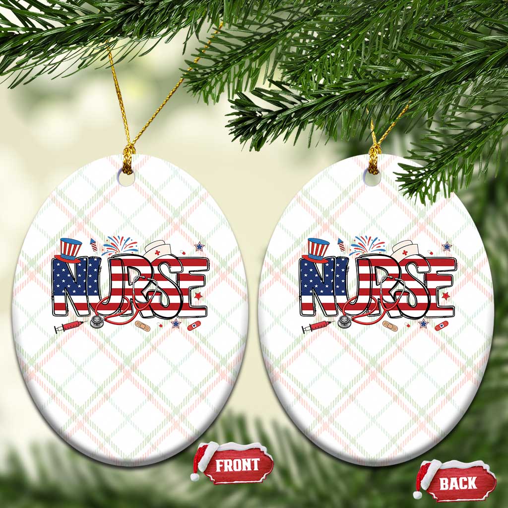 USA 250 Proud American Nurse Ceramic Ornament Patriotic Healthcare Hero