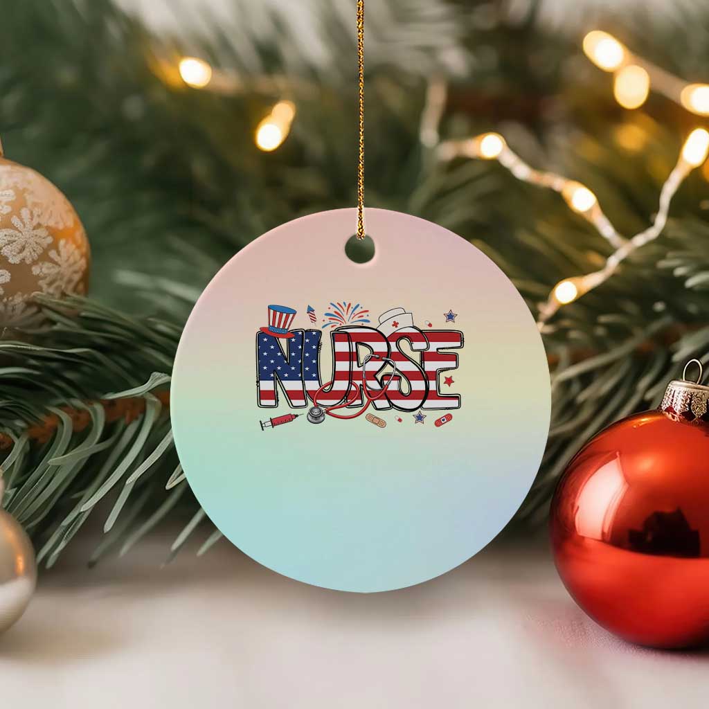 USA 250 Proud American Nurse Ceramic Ornament Patriotic Healthcare Hero