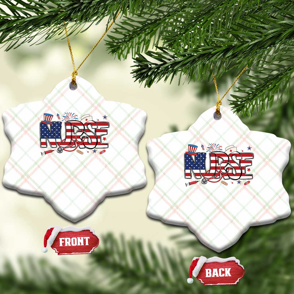 USA 250 Proud American Nurse Ceramic Ornament Patriotic Healthcare Hero