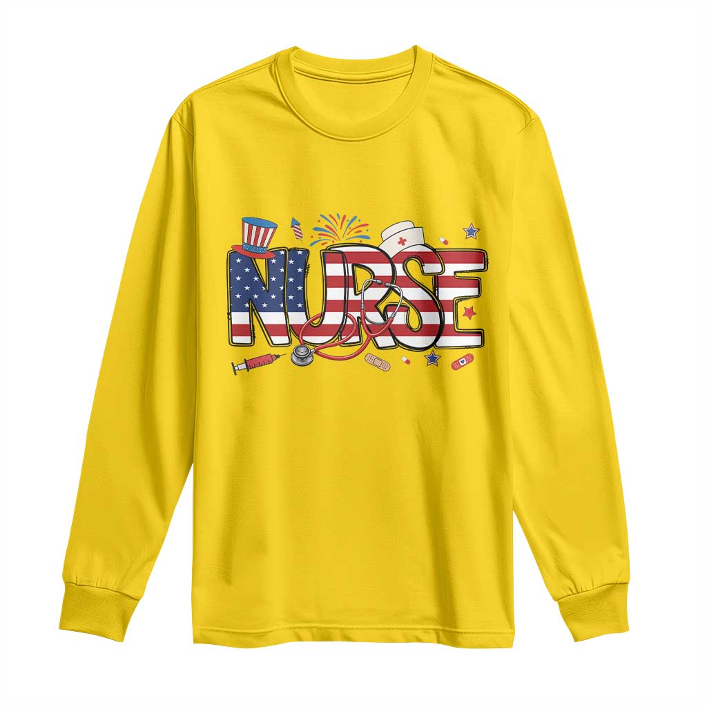 USA 250 Proud American Nurse Long Sleeve Shirt Patriotic Healthcare Hero