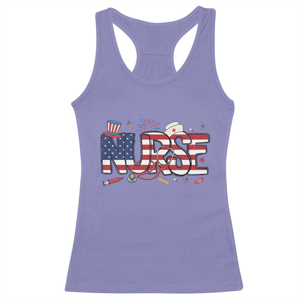 USA 250 Proud American Nurse Racerback Tank Top Patriotic Healthcare Hero