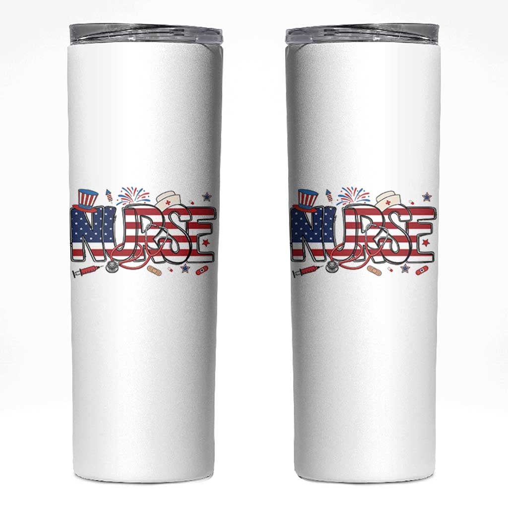 USA 250 Proud American Nurse Skinny Tumbler Patriotic Healthcare Hero