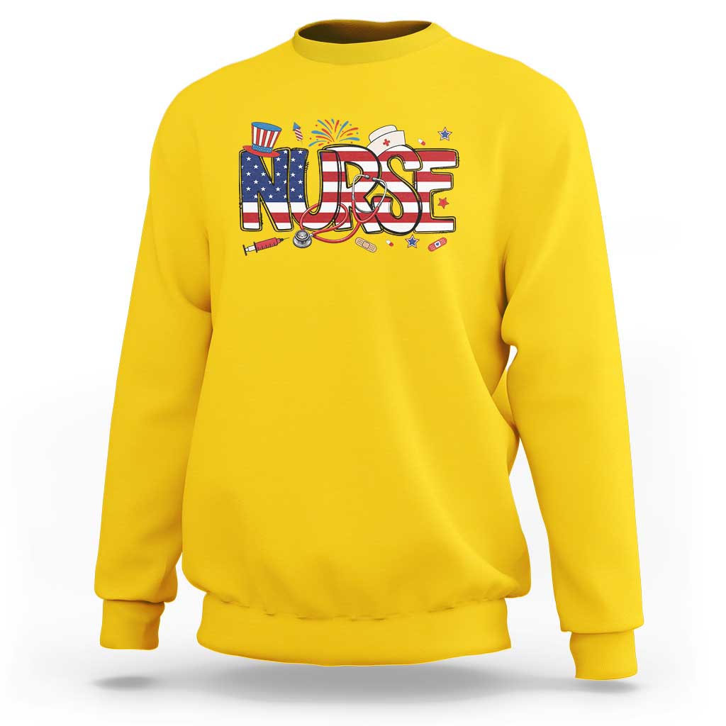 USA 250 Proud American Nurse Sweatshirt Patriotic Healthcare Hero