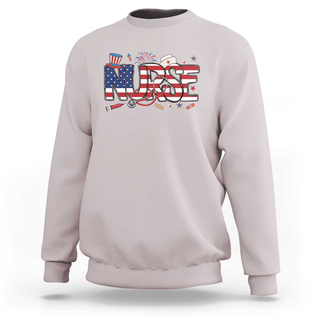USA 250 Proud American Nurse Sweatshirt Patriotic Healthcare Hero