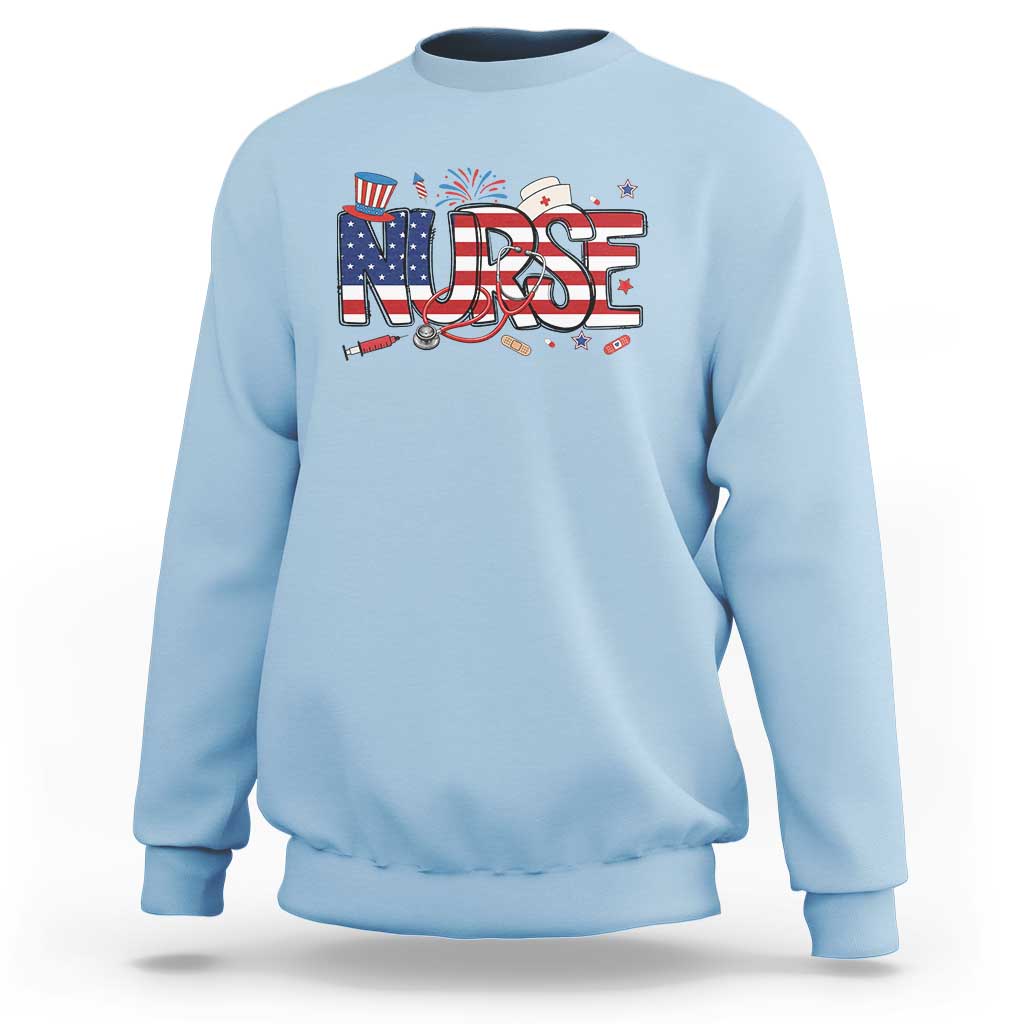 USA 250 Proud American Nurse Sweatshirt Patriotic Healthcare Hero