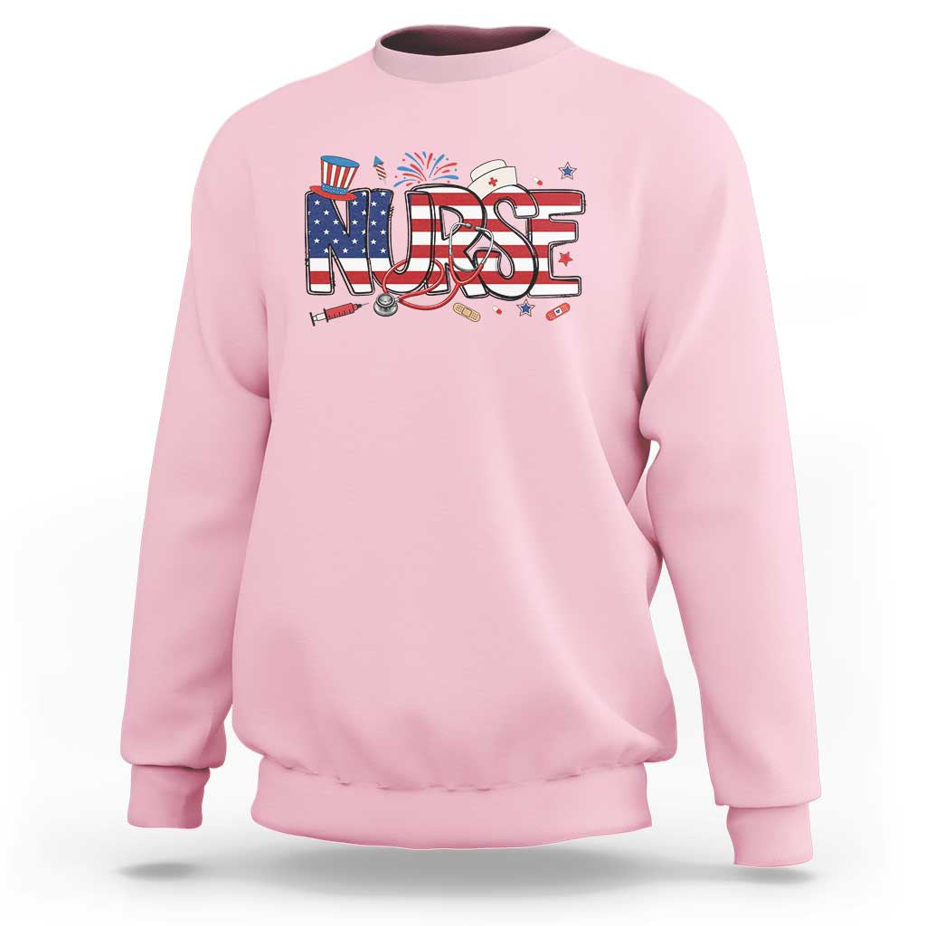 USA 250 Proud American Nurse Sweatshirt Patriotic Healthcare Hero