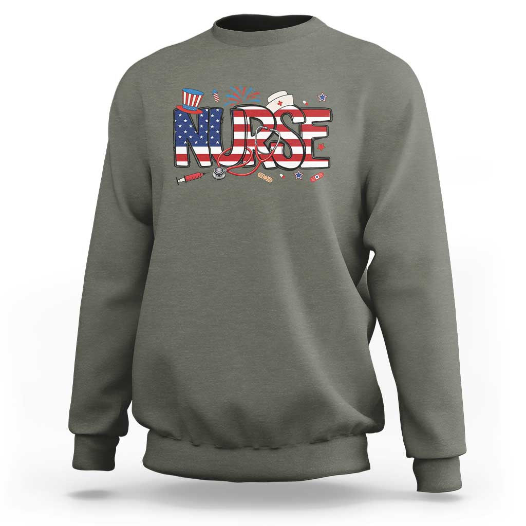 USA 250 Proud American Nurse Sweatshirt Patriotic Healthcare Hero