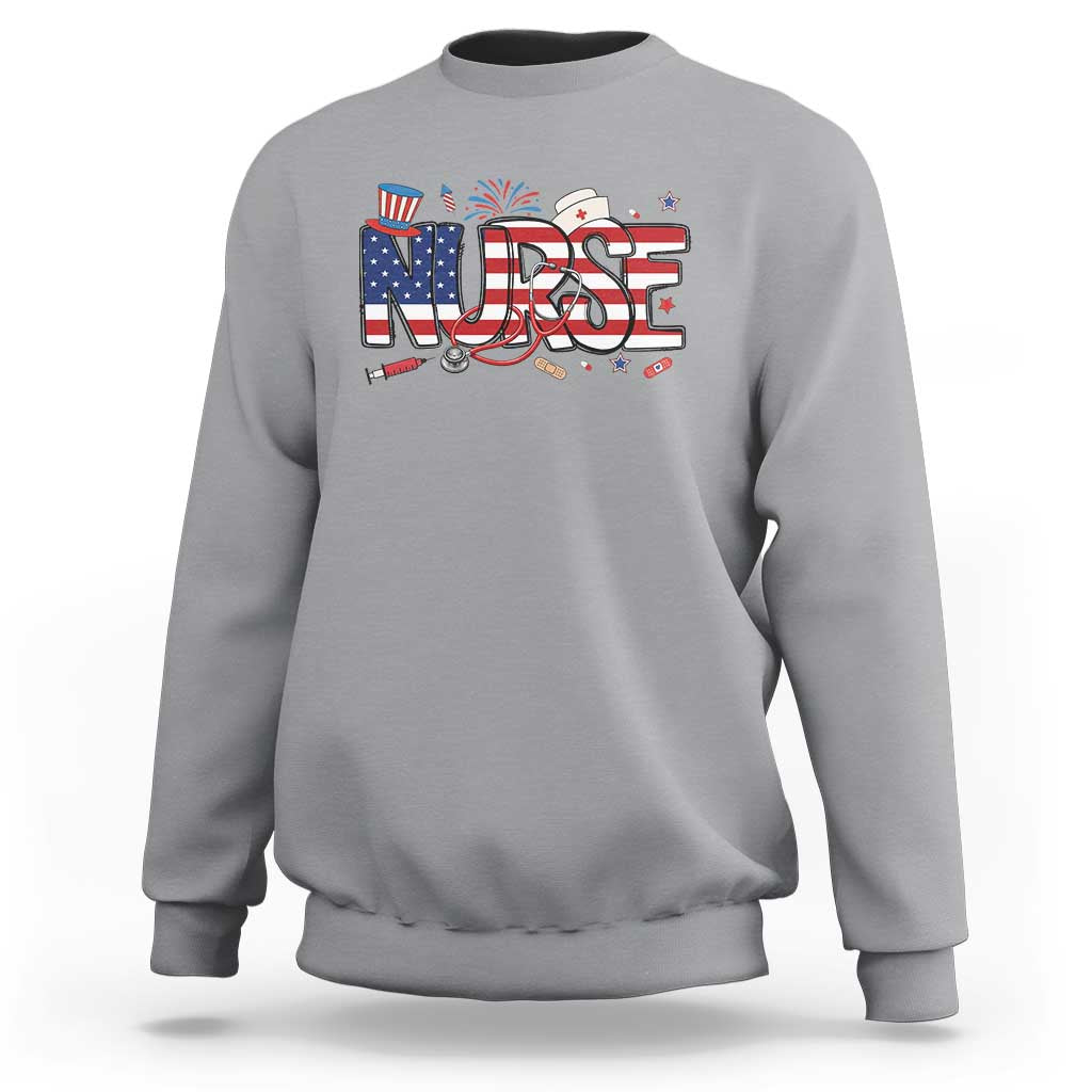 USA 250 Proud American Nurse Sweatshirt Patriotic Healthcare Hero