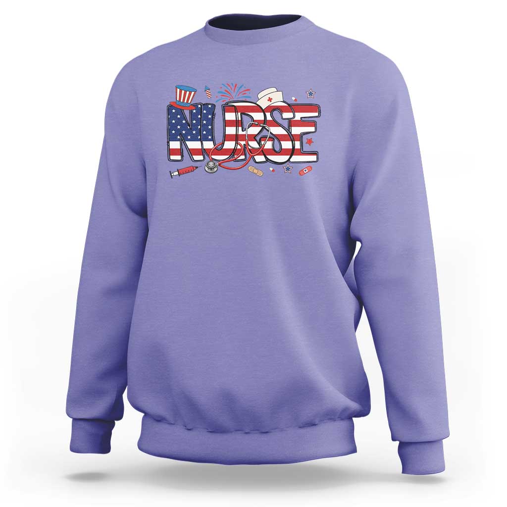 USA 250 Proud American Nurse Sweatshirt Patriotic Healthcare Hero