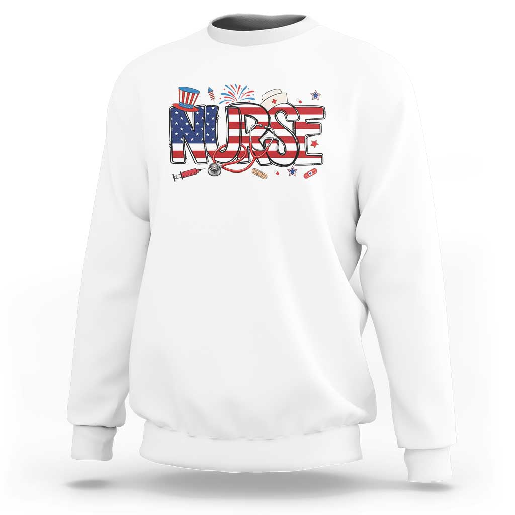 USA 250 Proud American Nurse Sweatshirt Patriotic Healthcare Hero