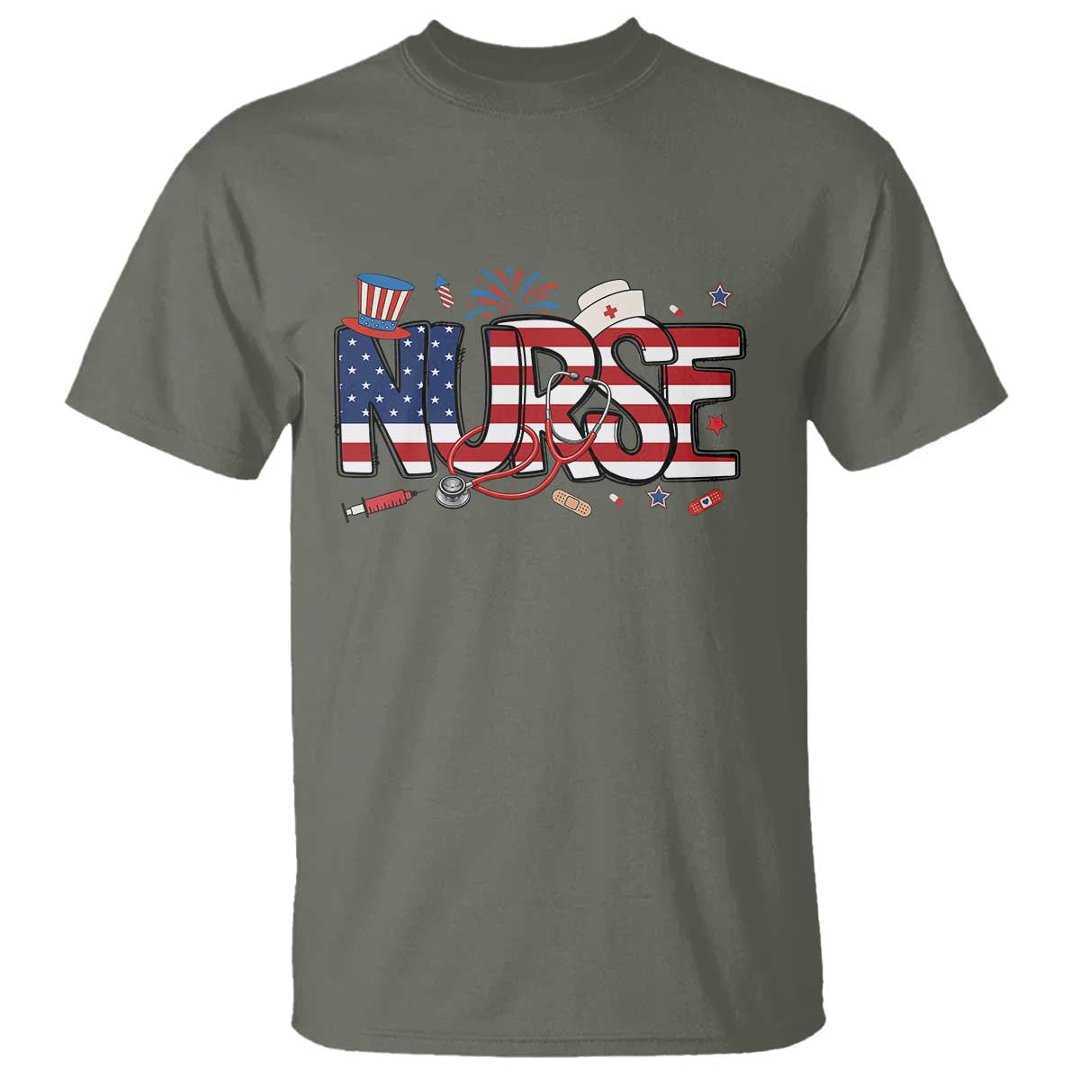 USA 250 Proud American Nurse T Shirt Patriotic Healthcare Hero