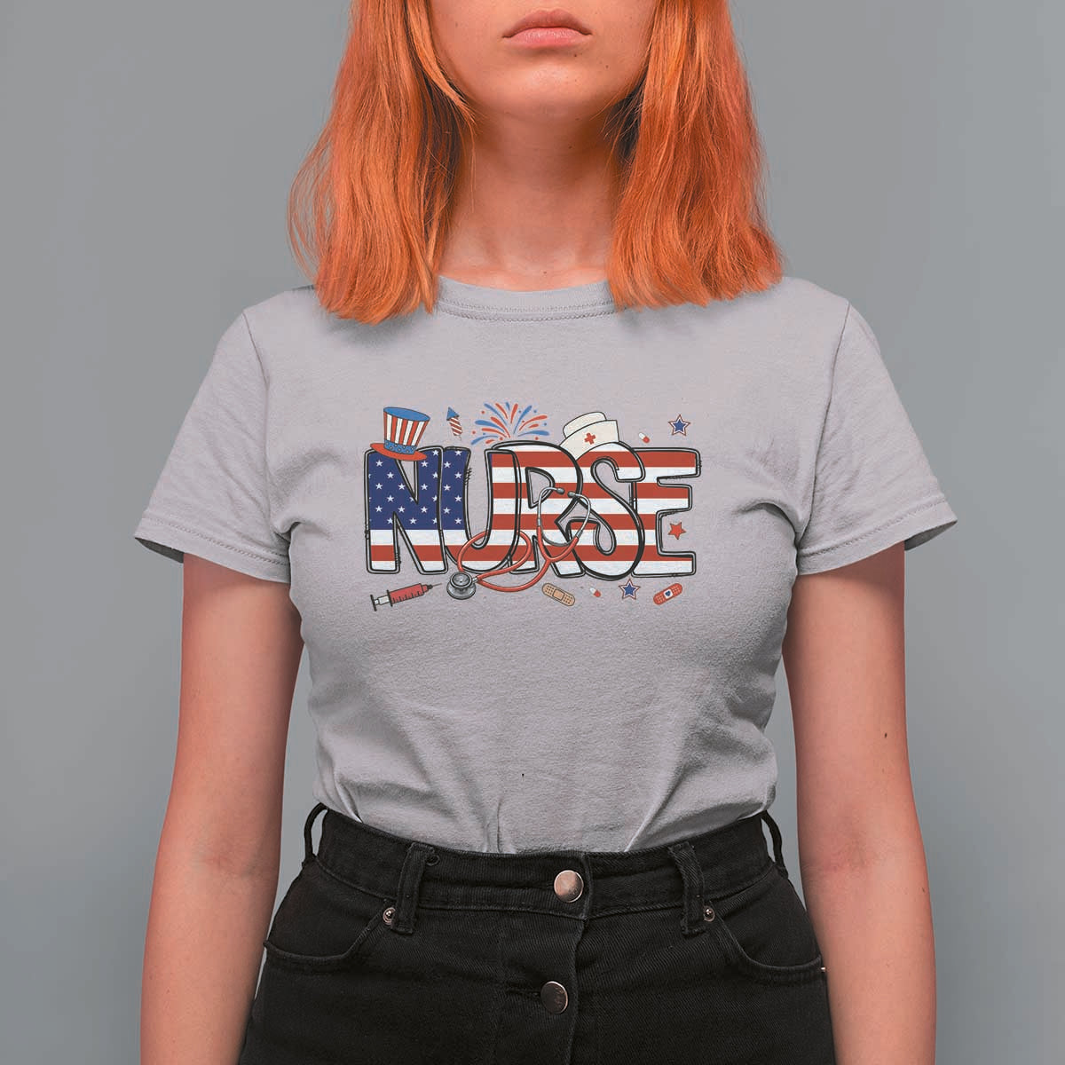 USA 250 Proud American Nurse T Shirt For Women Patriotic Healthcare Hero