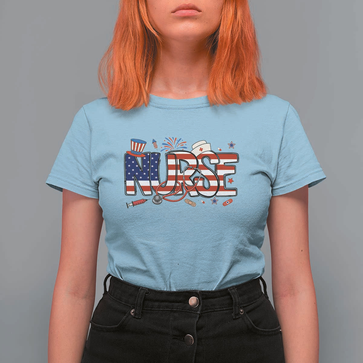 USA 250 Proud American Nurse T Shirt For Women Patriotic Healthcare Hero