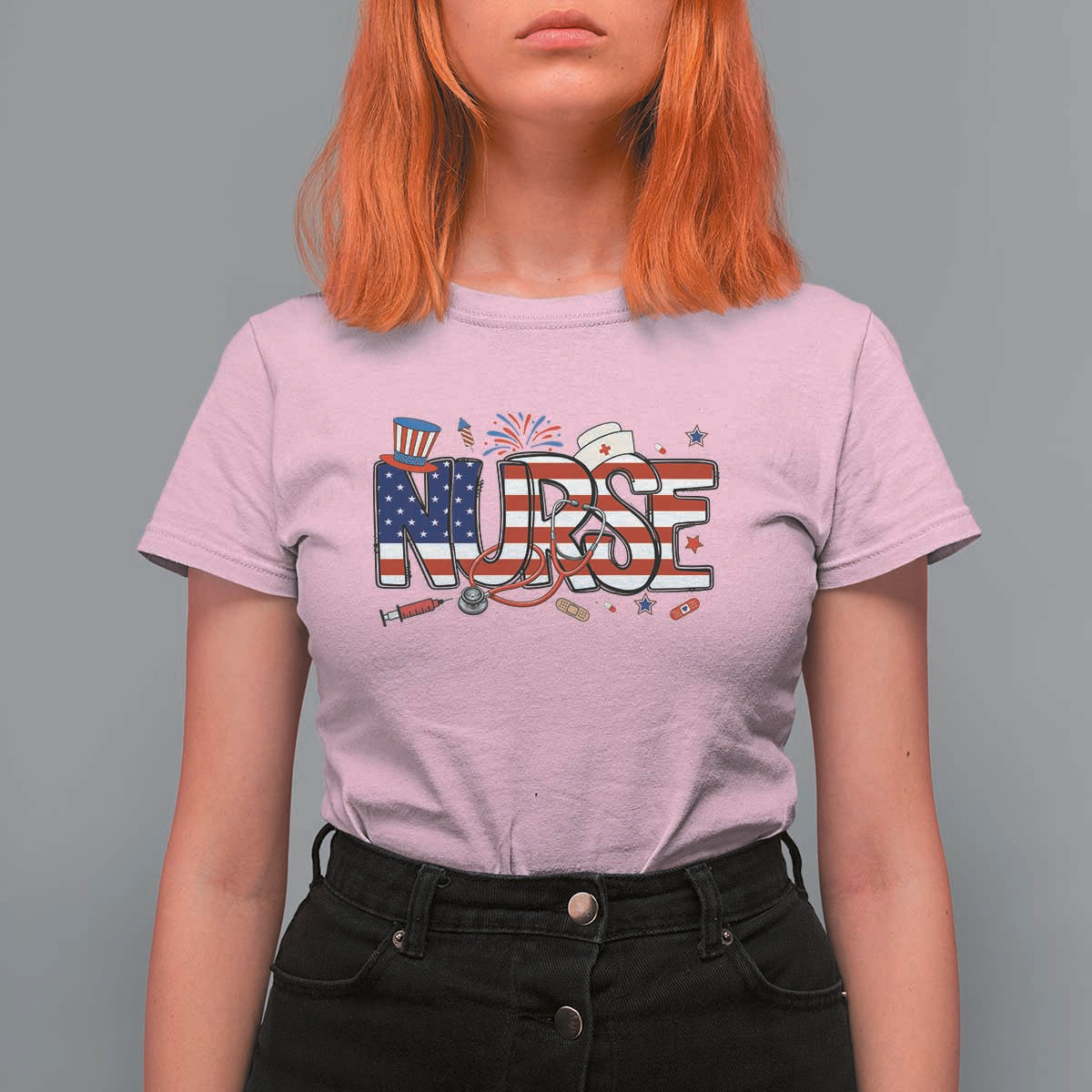 USA 250 Proud American Nurse T Shirt For Women Patriotic Healthcare Hero
