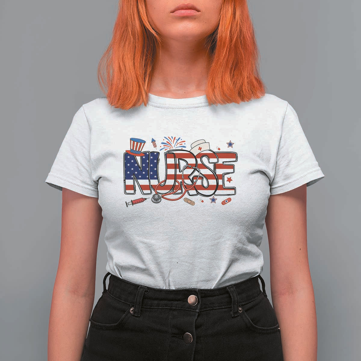 USA 250 Proud American Nurse T Shirt For Women Patriotic Healthcare Hero