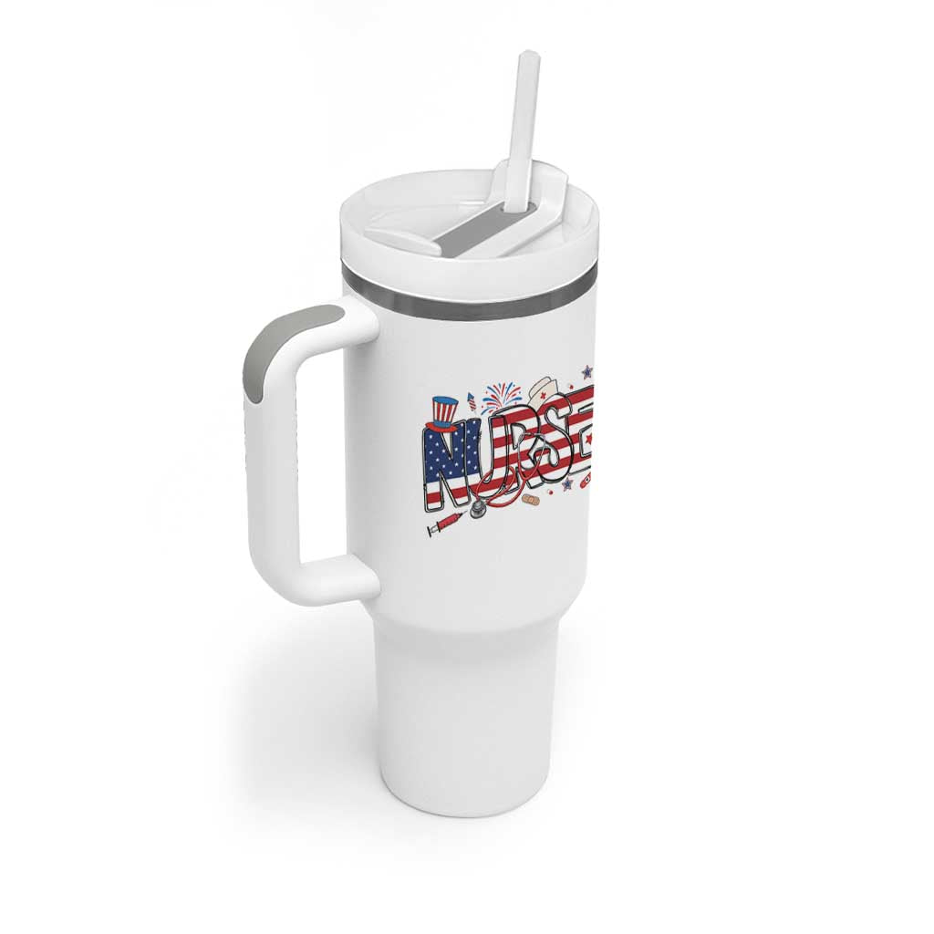 USA 250 Proud American Nurse Tumbler With Handle Patriotic Healthcare Hero