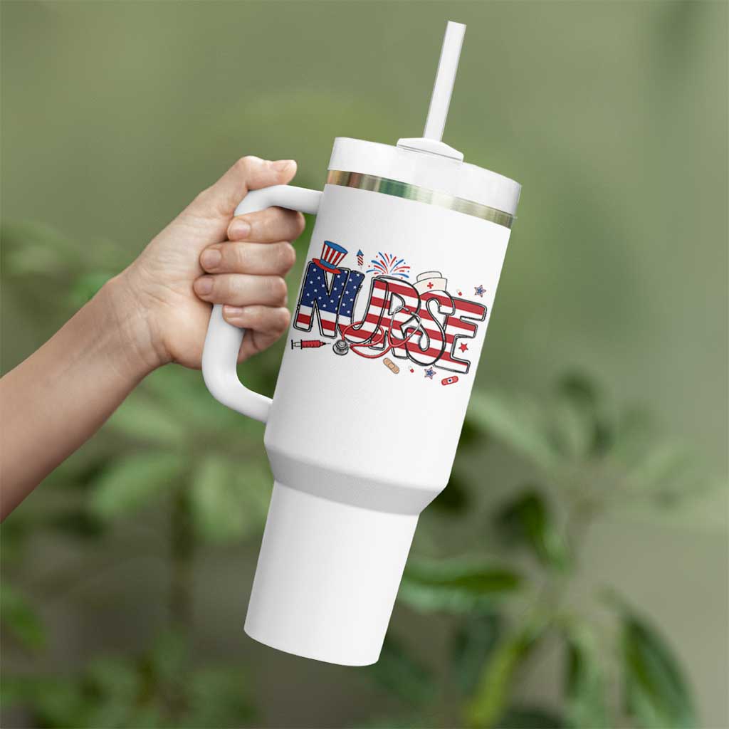 USA 250 Proud American Nurse Tumbler With Handle Patriotic Healthcare Hero