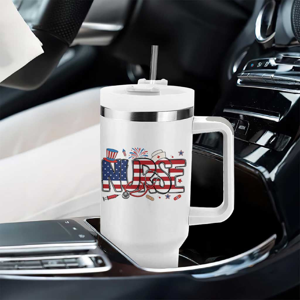 USA 250 Proud American Nurse Tumbler With Handle Patriotic Healthcare Hero
