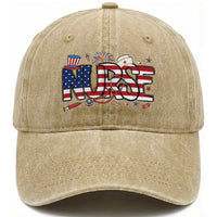 USA 250 Proud American Nurse Washed Cotton Baseball Cap Patriotic Healthcare Hero
