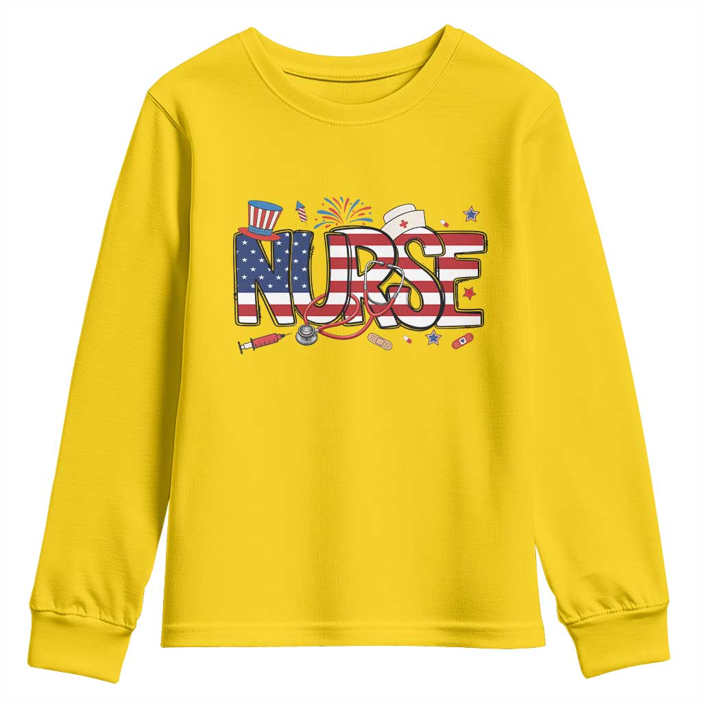USA 250 Proud American Nurse Youth Sweatshirt Patriotic Healthcare Hero