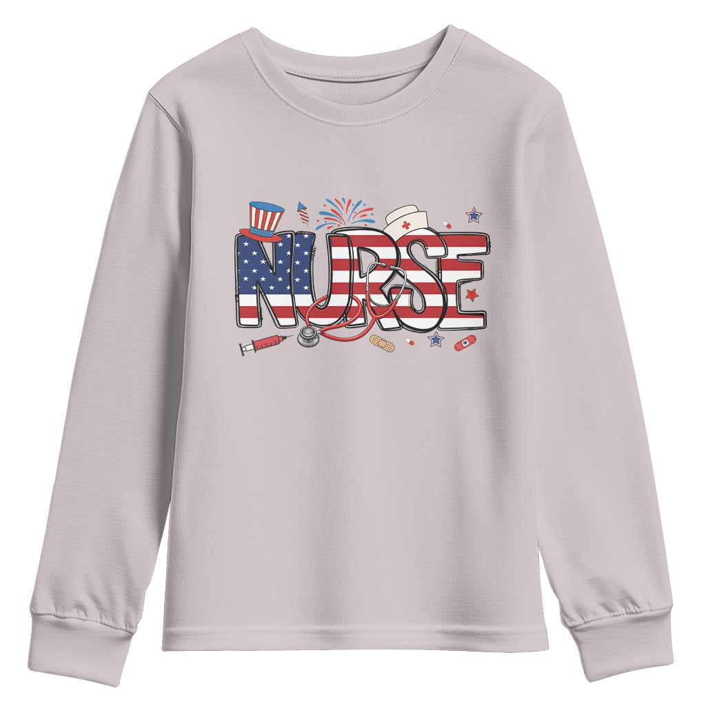 USA 250 Proud American Nurse Youth Sweatshirt Patriotic Healthcare Hero