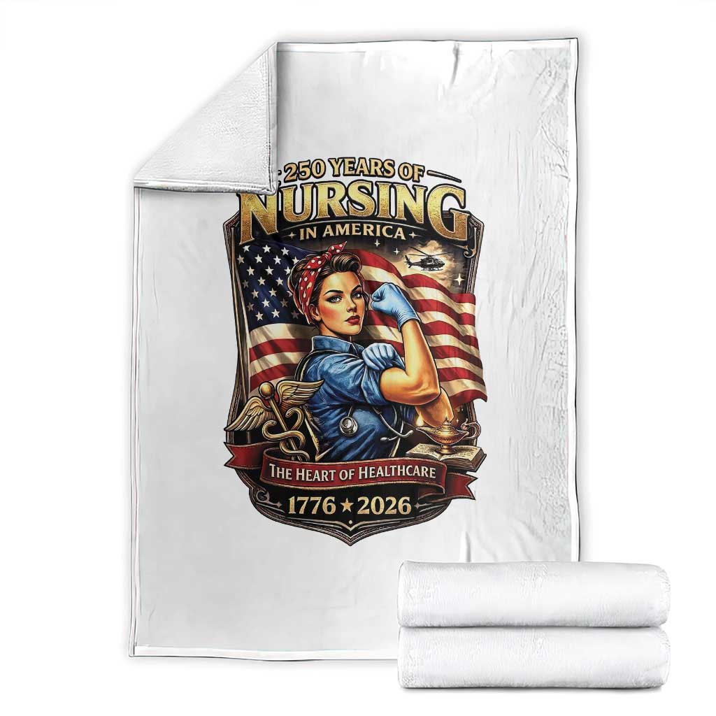Patriotic Rosie Nurse Feminist Pride Throw Blanket 250 Years Of Nursing