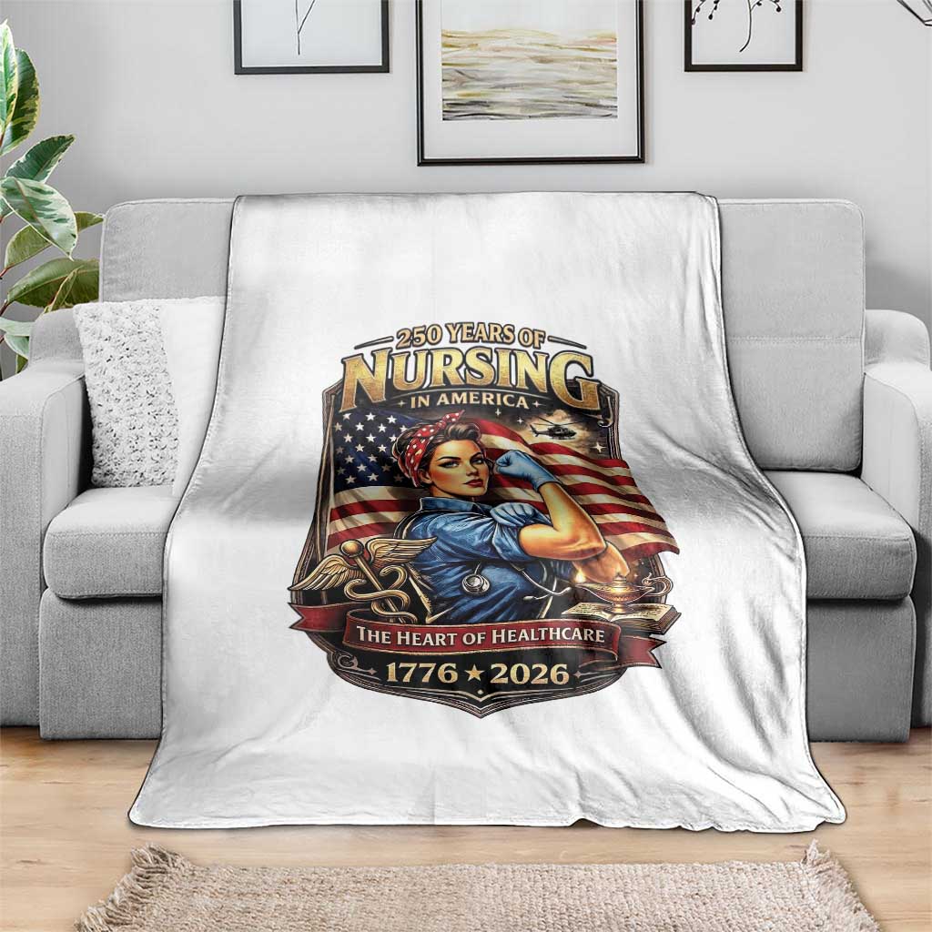 Patriotic Rosie Nurse Feminist Pride Throw Blanket 250 Years Of Nursing