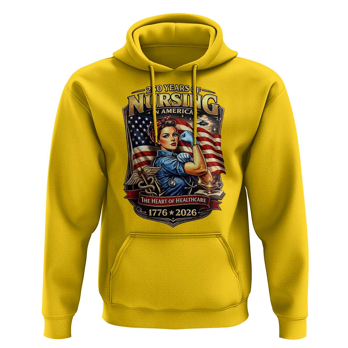 Patriotic Rosie Nurse Feminist Pride Hoodie 250 Years Of Nursing