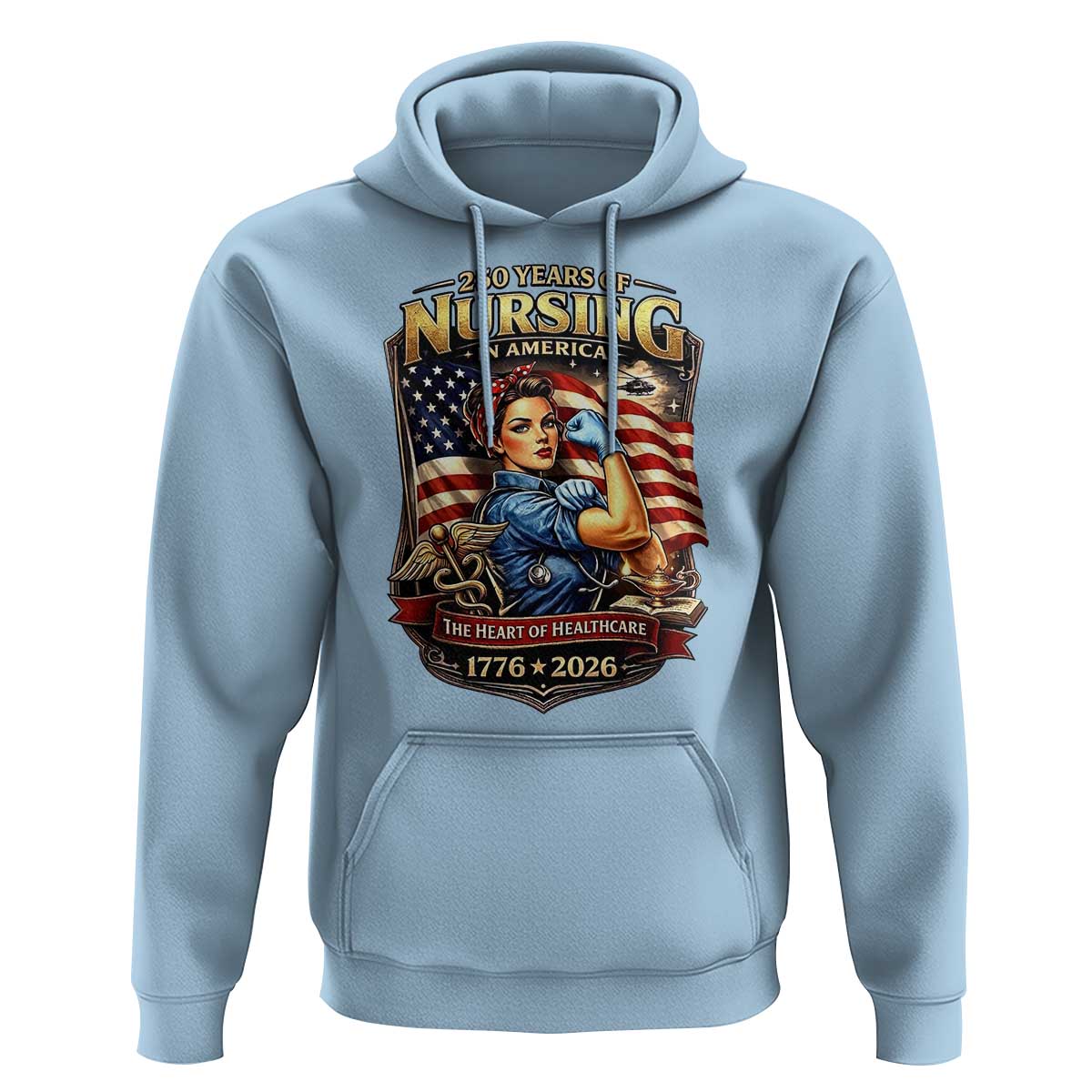 Patriotic Rosie Nurse Feminist Pride Hoodie 250 Years Of Nursing